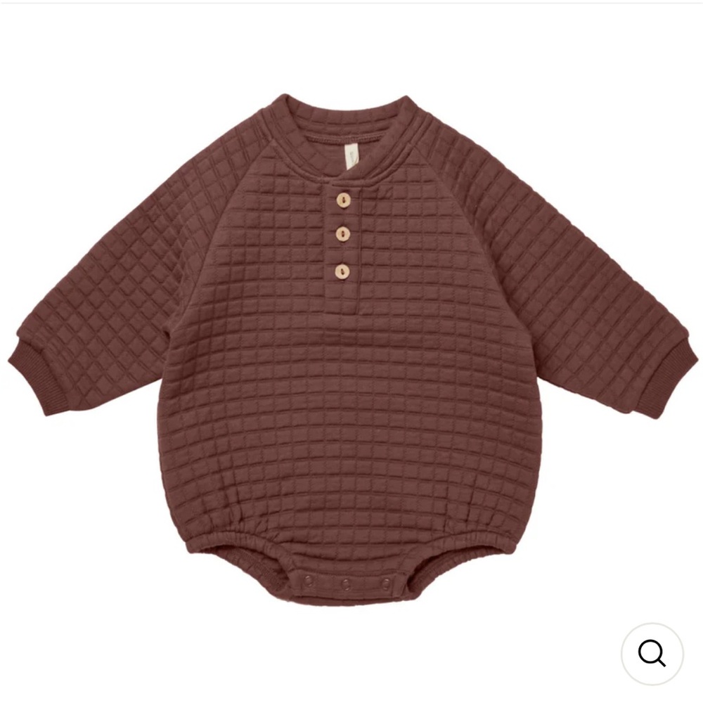 Quincy Mae - Quilted Henley Bubble Romper